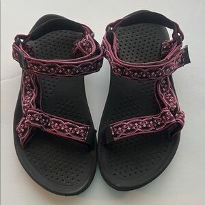 Teva Women's Sandals in Black and Pink Pattern
